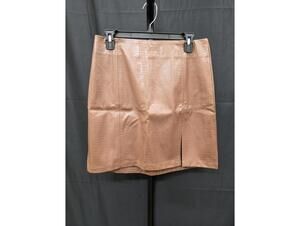 MANGOPOP Womens High Waist Bodycon Mini Faux Leather Skirt Brown Snakeskin, L